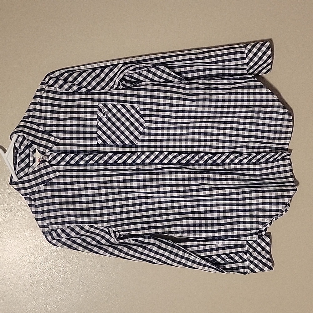 Vineyard Vines Checkered Long Sleeve Button Down Shirt Navy and White Womens 00